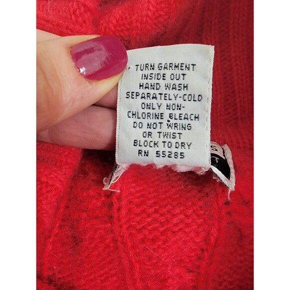 Vtg Express Tricot Y2K Wool‎ Angora Long  Cable Turtleneck Sweater Oversized M - Picture 4 of 14